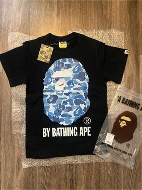 Blue and black bape t shirt